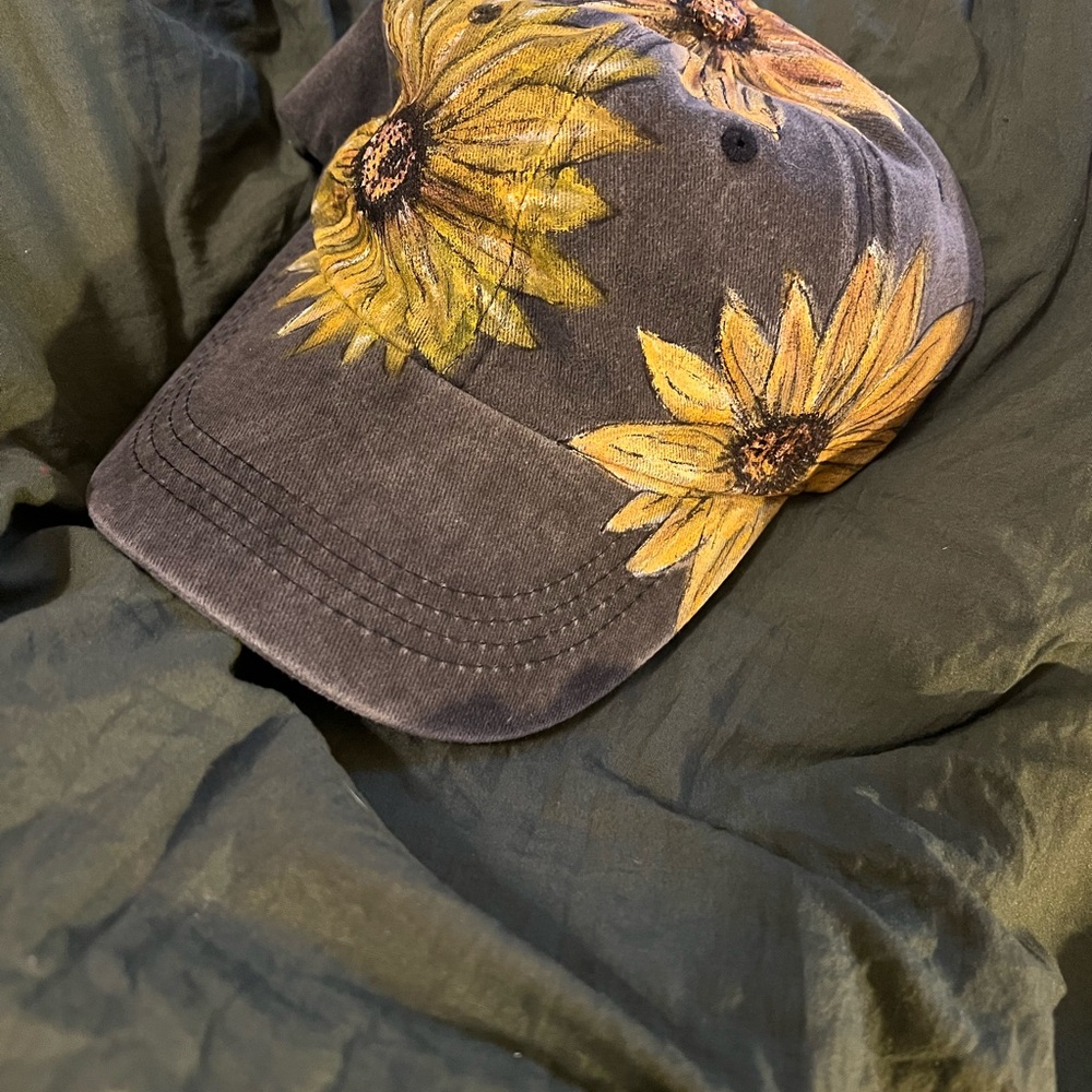 Black and Yellow Floral Baseball Hat